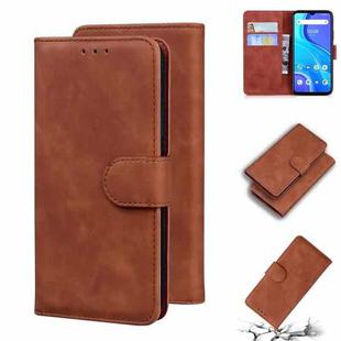 For UMIDIGI A7S Skin Feel Pure Color Flip Leather Phone Case(Brown)