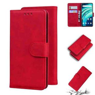 For UMIDIGI A9 Pro Skin Feel Pure Color Flip Leather Phone Case(Red)