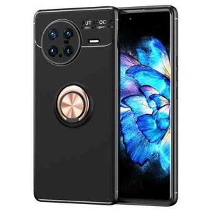 For vivo X Note Metal Ring Holder 360 Degree Rotating TPU Phone Case(Black+Rose Gold)