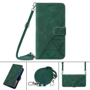 For Samsung Galaxy A12 / M12 Crossbody 3D Embossed Flip Leather Phone Case(Dark Green)