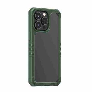For iPhone 13 Pro Transparent Shockproof Case (Dark Green)