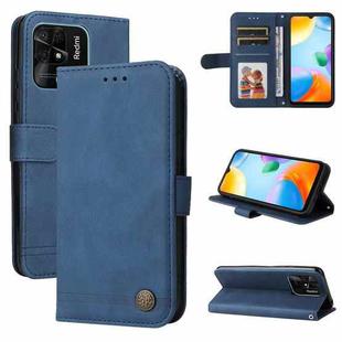 For Xiaomi Redmi 10C 4G / Redmi 10 India Version Skin Feel Life Tree Metal Button Leather Phone Case(Blue)