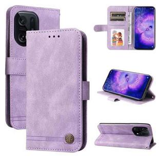 For OPPO Find X5 Skin Feel Life Tree Metal Button Leather Phone Case(Purple)