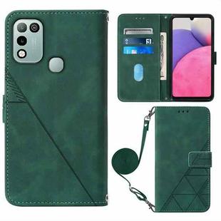 For Infinix Hot 11 Play Crossbody 3D Embossed Flip Leather Phone Case(Dark Green)