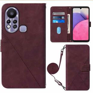 For Infinix Hot 11S NFC X6812B Crossbody 3D Embossed Flip Leather Phone Case(Wine Red)