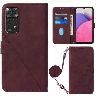 For Infinix Note 11 Crossbody 3D Embossed Flip Leather Phone Case(Wine Red)