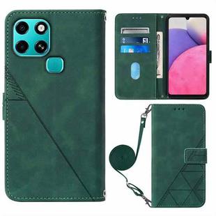 For Infinix Smart 6 Crossbody 3D Embossed Flip Leather Phone Case(Dark Green)