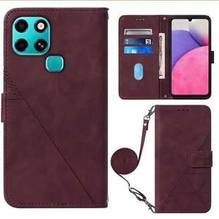 For Infinix Smart 6 Crossbody 3D Embossed Flip Leather Phone Case(Wine Red)