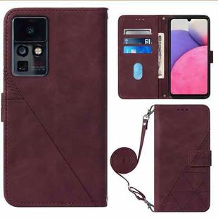 For Infinix Zero X Neo X6810 Crossbody 3D Embossed Flip Leather Phone Case(Wine Red)