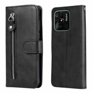 For Xiaomi Redmi 10C 4G / Redmi 10 India Fashion Calf Texture Zipper Horizontal Flip Leather Case(Black)