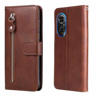 For Honor 50 SE / Huawei Nova 9 SE Fashion Calf Texture Zipper Horizontal Flip Leather Case(Brown)