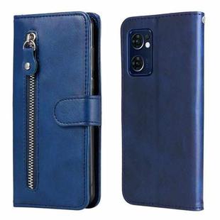 For OPPO Reno7 5G / Find X5 Lite International Version Fashion Calf Texture Zipper Horizontal Flip Leather Case(Blue)