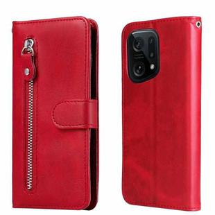 For OPPO Find X5 Fashion Calf Texture Zipper Horizontal Flip Leather Case(Red)