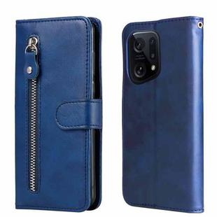 For OPPO Find X5 Fashion Calf Texture Zipper Horizontal Flip Leather Case(Blue)