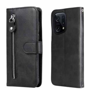 For OPPO Find X5 Pro Fashion Calf Texture Zipper Horizontal Flip Leather Case(Black)