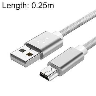 5 PCS Mini USB to USB A Woven Data / Charge Cable for MP3, Camera, Car DVR, Length:0.25m(Silver)