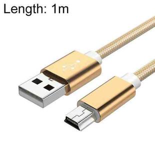 5 PCS Mini USB to USB A Woven Data / Charge Cable for MP3, Camera, Car DVR, Length:1m(Gold)