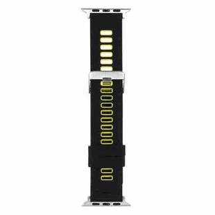 Two-color Silicone Watch Band For Apple Watch Ultra 49mm / Series 8&7 45mm / SE 2&6&SE&5&4 44mm / 3&2&1 42mm(Black Yellow)