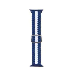 Nylon Braid Watch Band For Apple Watch Series 8&7 41mm / SE 2&6&SE&5&4 40mm / 3&2&1 38mm(Blue+White)