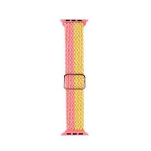 Nylon Braid Watch Band For Apple Watch Ultra 49mm / Series 8&7 45mm / SE 2&6&SE&5&4 44mm / 3&2&1 42mm(Pink+Yellow)