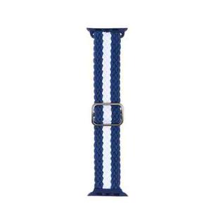 Nylon Braid Watch Band For Apple Watch Ultra 49mm / Series 8&7 45mm / SE 2&6&SE&5&4 44mm / 3&2&1 42mm(Blue+White)
