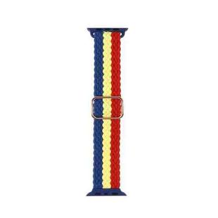 Nylon Braid Watch Band For Apple Watch Ultra 49mm / Series 8&7 45mm / SE 2&6&SE&5&4 44mm / 3&2&1 42mm(Blue Yellow Red)