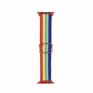 Nylon Braid Watch Band For Apple Watch Ultra 49mm / Series 8&7 45mm / SE 2&6&SE&5&4 44mm / 3&2&1 42mm(Rainbow)