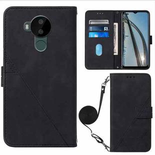 For Nokia C30 Crossbody 3D Embossed Flip Leather Phone Case(Black)