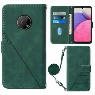 For Nokia G300 Crossbody 3D Embossed Flip Leather Phone Case(Dark Green)