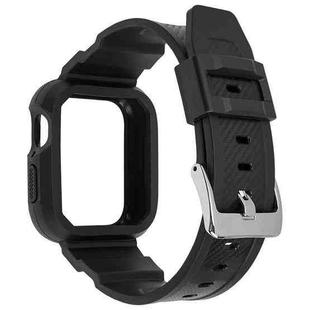 Carbon Fiber Integrated Sport Watch Band For Apple Watch Series 8&7 41mm / SE 2&6&SE&5&4 40mm / 3&2&1 38mm(Silver Buckle)