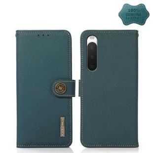 For Sony Xperia 10 IV KHAZNEH Custer Genuine Leather RFID Phone Case(Green)