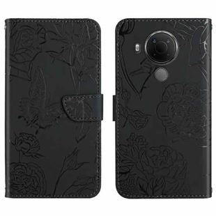 For Nokia 5.4 Skin Feel Butterfly Peony Embossed Leather Phone Case(Black)