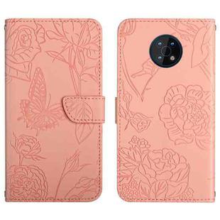 For Nokia G50 5G Skin Feel Butterfly Peony Embossed Leather Phone Case(Pink)