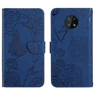 For Nokia G50 5G Skin Feel Butterfly Peony Embossed Leather Phone Case(Blue)