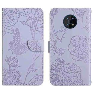 For Nokia G50 5G Skin Feel Butterfly Peony Embossed Leather Phone Case(Purple)