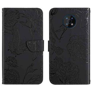 For Nokia G50 5G Skin Feel Butterfly Peony Embossed Leather Phone Case(Black)