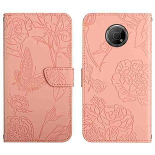 For Nokia G300 Skin Feel Butterfly Peony Embossed Leather Phone Case(Pink)