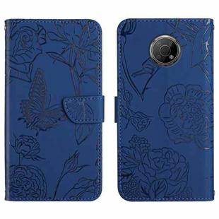 For Nokia G300 Skin Feel Butterfly Peony Embossed Leather Phone Case(Blue)