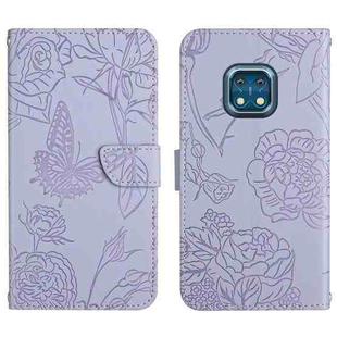 For Nokia XR20 Skin Feel Butterfly Peony Embossed Leather Phone Case(Purple)