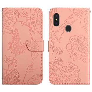 For Gigaset GS3 Skin Feel Butterfly Peony Embossed Leather Phone Case(Pink)
