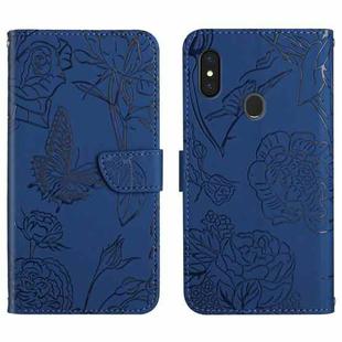 For Gigaset GS3 Skin Feel Butterfly Peony Embossed Leather Phone Case(Blue)