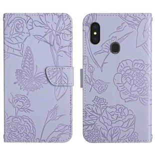 For Gigaset GS3 Skin Feel Butterfly Peony Embossed Leather Phone Case(Purple)