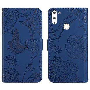 For Gigaset GS4 Skin Feel Butterfly Peony Embossed Leather Phone Case(Blue)