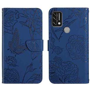 For Umidigi A7 Skin Feel Butterfly Peony Embossed Leather Phone Case(Blue)