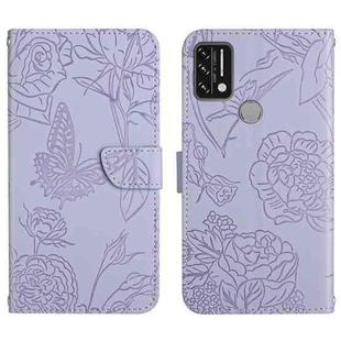 For Umidigi A7 Skin Feel Butterfly Peony Embossed Leather Phone Case(Purple)