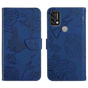 For Umidigi A7 Pro Skin Feel Butterfly Peony Embossed Leather Phone Case(Blue)