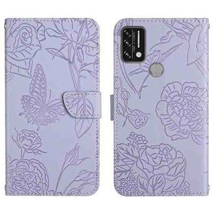 For Umidigi A7 Pro Skin Feel Butterfly Peony Embossed Leather Phone Case(Purple)