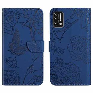 For Umidigi A7s Skin Feel Butterfly Peony Embossed Leather Phone Case(Blue)