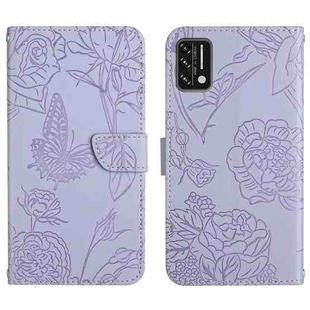 For Umidigi A7s Skin Feel Butterfly Peony Embossed Leather Phone Case(Purple)