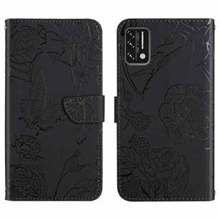 For Umidigi A7s Skin Feel Butterfly Peony Embossed Leather Phone Case(Black)